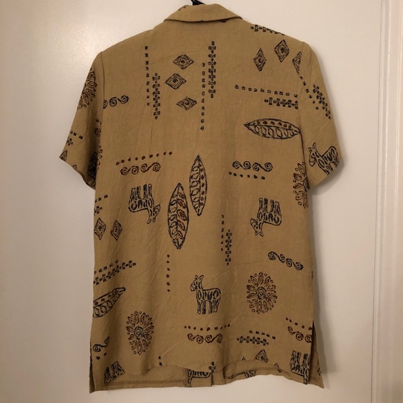 Vintage 80's Abstract Patterned Button Down Shirt - Picture 3 of 5